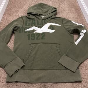 Hollister Hoodie Mens Medium Green Vintage Y2K *Bleach Stain